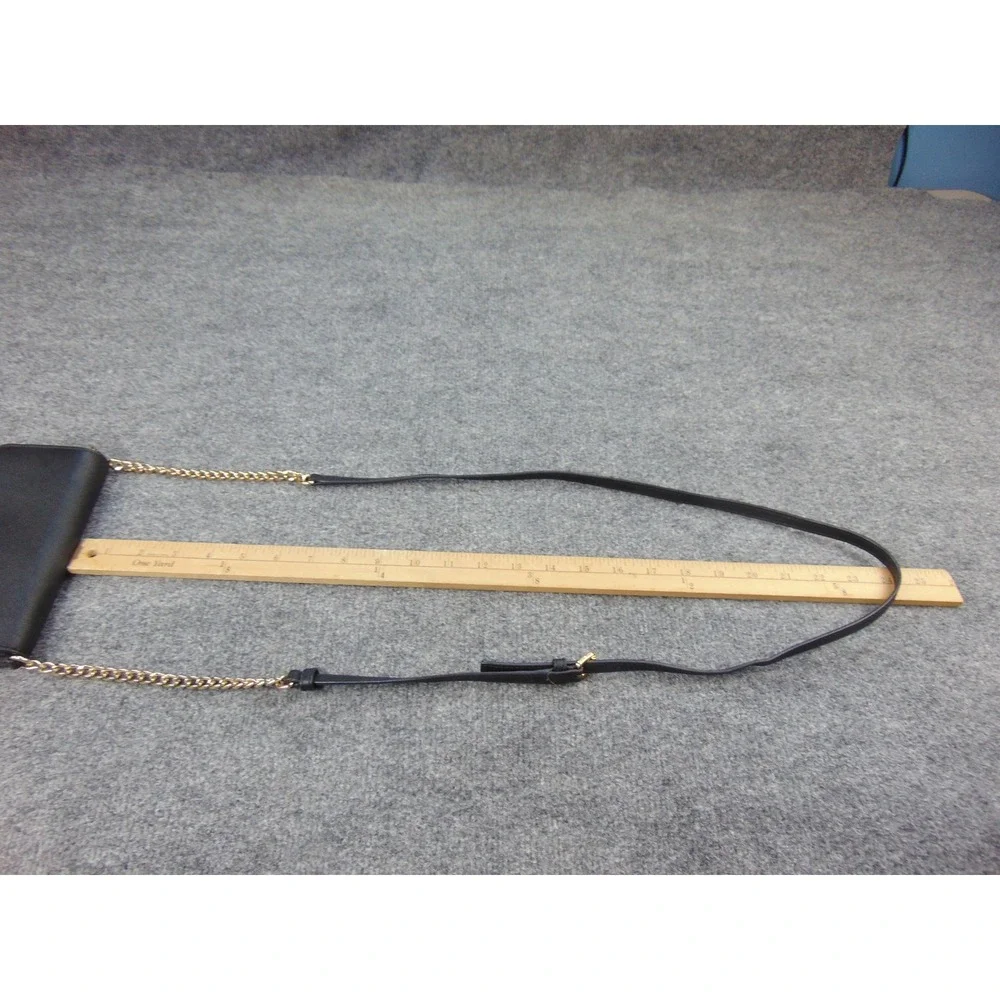 Michael Kors Crossbody Wallet Bag‎ Black Saffiano Gold Chain Designer Minimalist